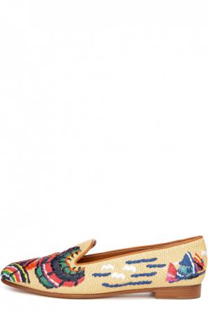 Плетеные слиперы Olivera с вышивкой Ralph Lauren. Цвет: разноцветный