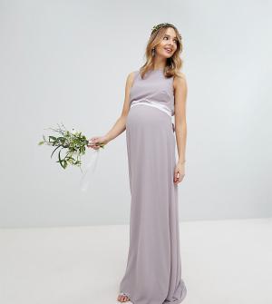 Платье макси с бантом сзади -Серый TFNC Maternity