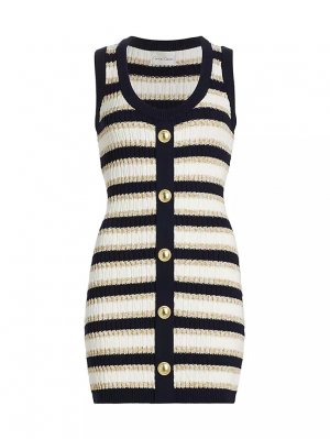 Мини-платье-свитер в полоску Nicole , цвет navy white lurex stripe Cara