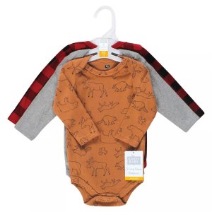 Хлопковые боди с длинными рукавами Hudson для младенцев мальчиков, набор из 3 штук принтами Into Woods Baby