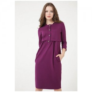 Платье футляр женское Ветра МадаМ Т с капюшоном Фиолетового цвета 50 размера. Цвет: фиолетовый