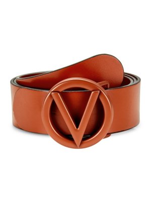 Кожаный ремень с логотипом в тон и V-образным вырезом , цвет Cinnamon Mario Valentino