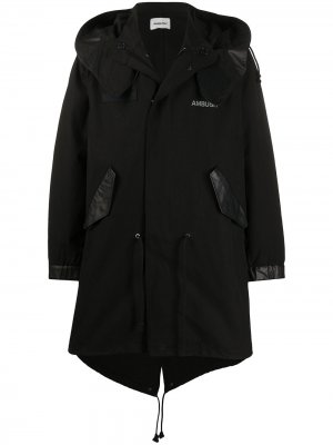 Пальто свободного кроя с капюшоном AMBUSH. Цвет: черный