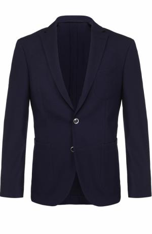 Шерстяной однобортный пиджак Baldessarini. Цвет: темно-синий