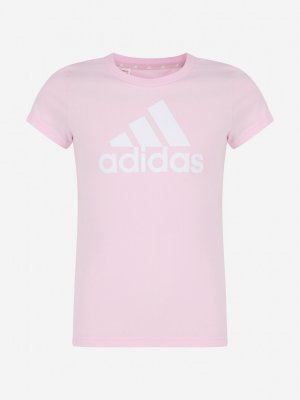 Футболка для девочек , Розовый adidas. Цвет: розовый