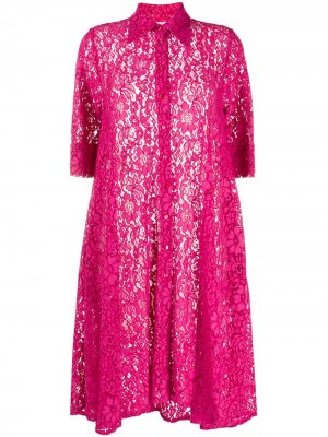 Платье-рубашка из цветочного кружева Ultràchic. Цвет: розовый