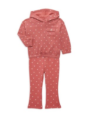 Комплект из двух предметов: худи и брюки с логотипом в форме сердца для маленькой девочки, красный Juicy Couture