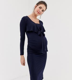 Темно-синее платье миди с запахом -Темно-синий Bluebelle Maternity