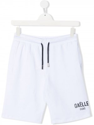 Спортивные шорты с логотипом Gaelle Paris Kids. Цвет: белый