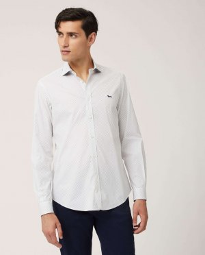 Узкая мужская рубашка с микропринтом белого цвета Harmont&Blaine, белый HARMONT&BLAINE