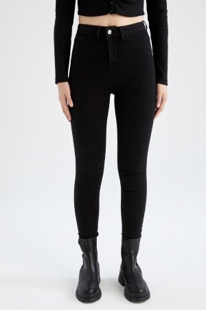 Супероблегающие джинсовые брюки-джеггинсы с высокой талией , черный DeFacto