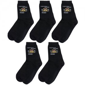 Комплект из 5 пар детских носков d-1211 черные, размер 22-24 ХОХ. Цвет: черный