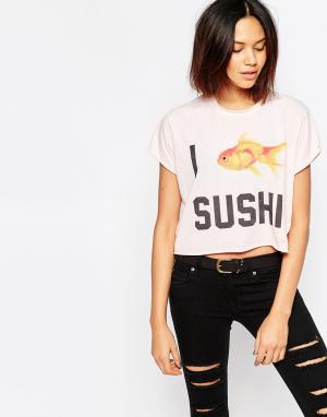 Укороченная футболка I Love Sushi The Laundry Room. Цвет: shell
