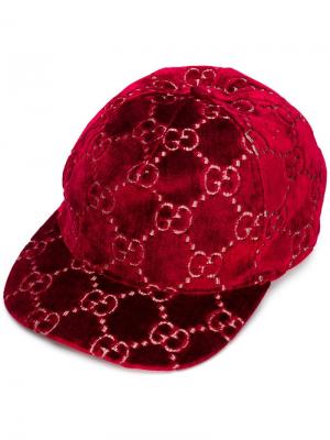 Бейсбольная кепка с узором GG Gucci. Цвет: красный