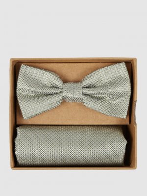 Комплект из галстука-бабочки и нагрудного платка с тканым узором , зеленый лайм Prince Bowtie