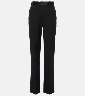 Прямые брюки из смесовой шерсти с высокой посадкой , черный Victoria Beckham