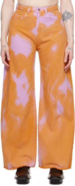 Оранжево-розовые джинсы-бойфренды с принтом тай-дай Marques Almeida