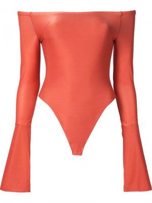 Боди с открытыми плечами и расклешенными рукавами Alix. Цвет: жёлтый и оранжевый