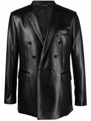 Double-breasted faux leather blazer Reveres 1949. Цвет: черный