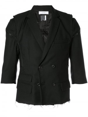 Деконструированный двубортный пиджак Facetasm. Цвет: черный