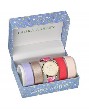 Золотые часы со сменными гладкими циферблатами и цветочными ремешками , золотой Laura Ashley