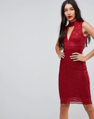 Облегающее платье с чокером -Красный Jessica Wright