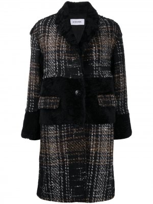 Твидовое пальто с мехом Sylvie Schimmel. Цвет: коричневый
