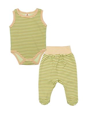 Комплект одежды: боди-майка, ползунки Коллекция Лёва КОТМАРКОТ. Цвет: светло-зеленый