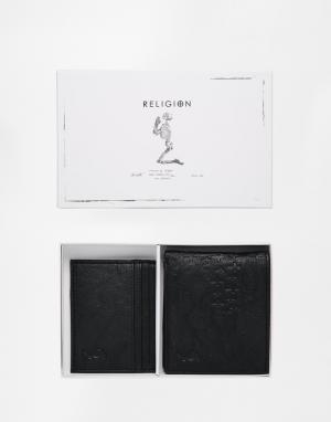 Подарочный набор из бумажника и визитницы Religion. Цвет: черный