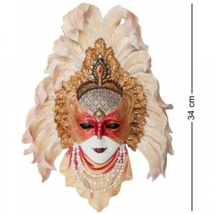 Венецианская маска Перо павлина WS-361 113-902957 Veronese. Цвет: бежевый/золотистый