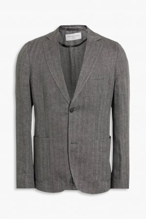 Самый легкий льняной пиджак с узором «елочка» OFFICINE GÉNÉRALE, антрацит Générale