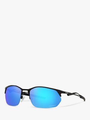 Мужские прямоугольные солнцезащитные очки OO4145 Wire Tap 2.0 Prizm, сатиновый черный/зеркальный синий Oakley