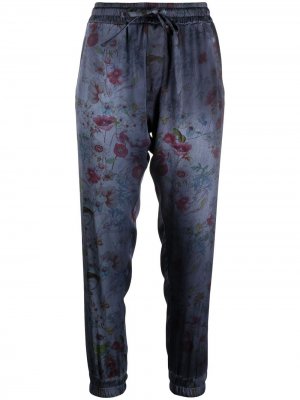 Укороченные брюки с цветочным принтом Avant Toi. Цвет: синий