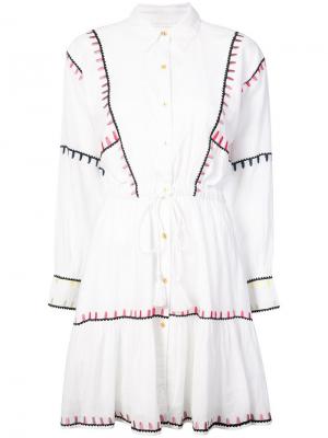 Приталенное платье-рубашка с вышивками Carolina K. Цвет: белый