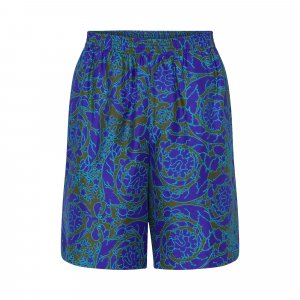 Шелковые шорты с принтом Baroque, цвет Хаки/Синий Versace