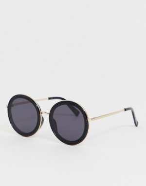 Круглые солнцезащитные очки в черной оправе -Черный Jeepers Peepers