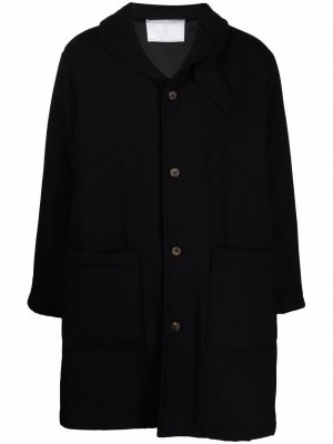 Однобортное пальто с лацканами-шалькой Société Anonyme. Цвет: черный