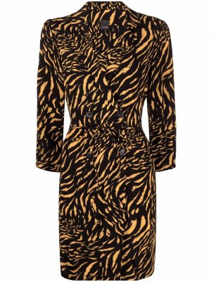Платье-блейзер с тигровым принтом PINKO. Цвет: желтый