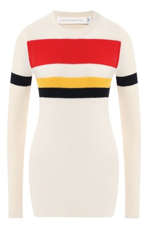 Хлопковый пуловер Victoria Beckham. Цвет: бежевый