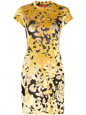 Платье мини Shrunk с цветочным принтом Eckhaus Latta. Цвет: желтый