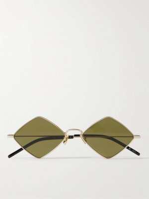 Золотистые солнцезащитные очки в квадратной оправе SAINT LAURENT EYEWEAR, золотой Eyewear