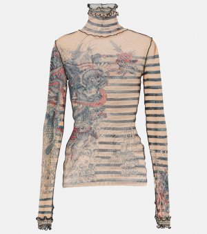 Тюлевая водолазка из коллекции tattoo collection , мультиколор Jean Paul Gaultier