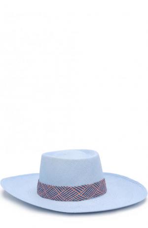 Соломенная шляпа с плетеной лентой Artesano. Цвет: голубой