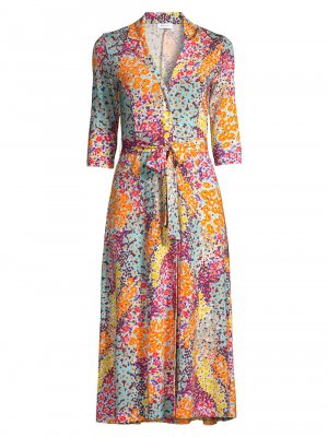 Платье-миди из джерси с поясом и цветочным принтом , разноцветный ROSSO35