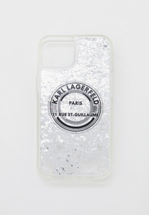 Чехол для iPhone Karl Lagerfeld 14 с жидкими блестками. Цвет: серебряный