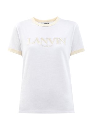 Белая футболка с контрастной отделкой и вышивкой LANVIN. Цвет: белый