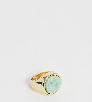 Золотистое кольцо с кристаллами -Зеленый DesignB London