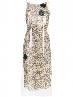 Платье миди с полупрозрачным слоем и цветочным принтом Calvin Klein 205W39nyc. Цвет: разноцветный