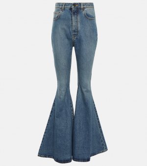 Расклешенные джинсы с высокой посадкой ALAÏA, синий Alaïa