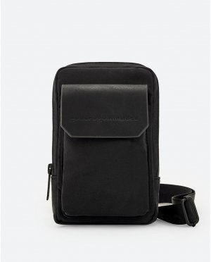 Мужская черная сумка через плечо для мобильного телефона на термозастежке-молнии , черный Adolfo Dominguez